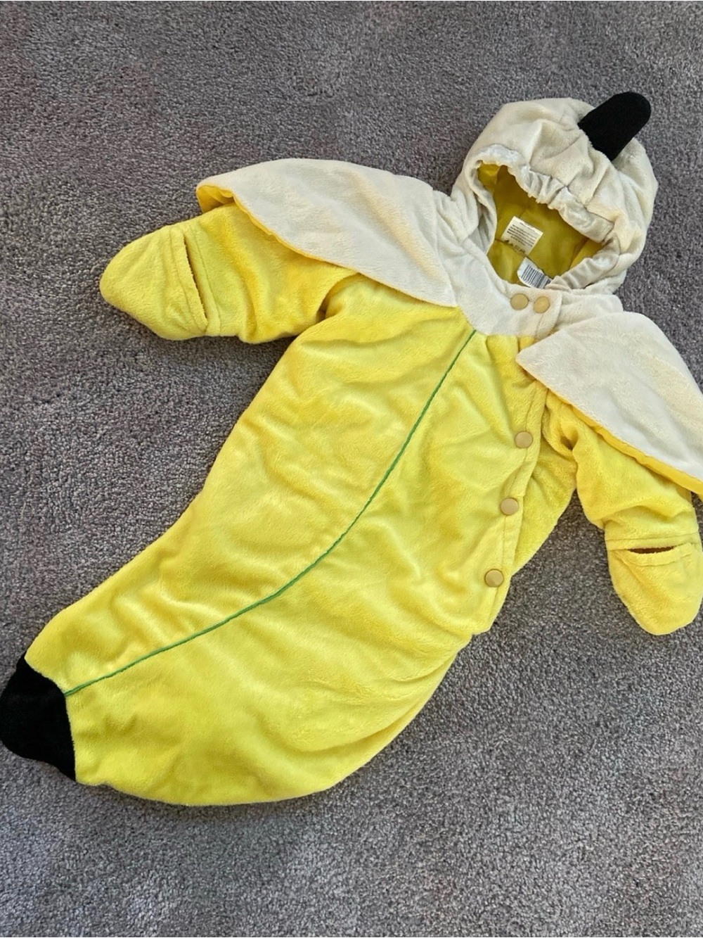Baby Infant Banana Yellow Hooded Baby Onesie Warm Costume 0-9 Months Halloween